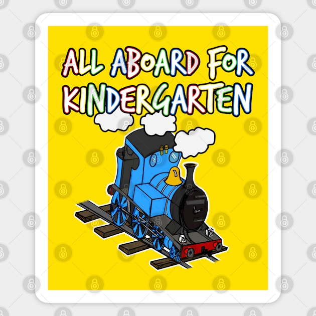 All Aboard For Kindergarten Steam Train (Blue) Magnet by doodlerob